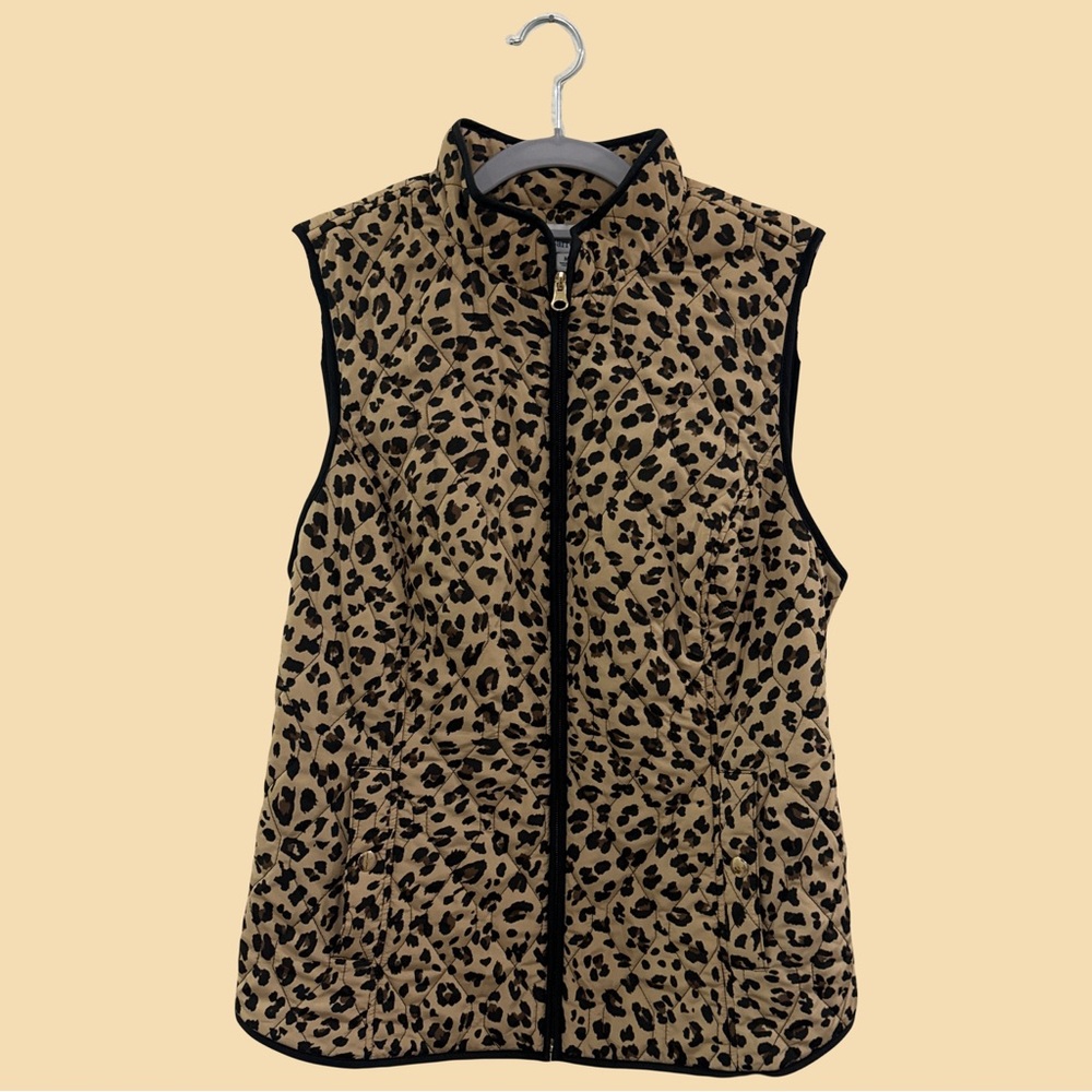 Croft & Borrow Cheetah Print Quilted Puffer Vest